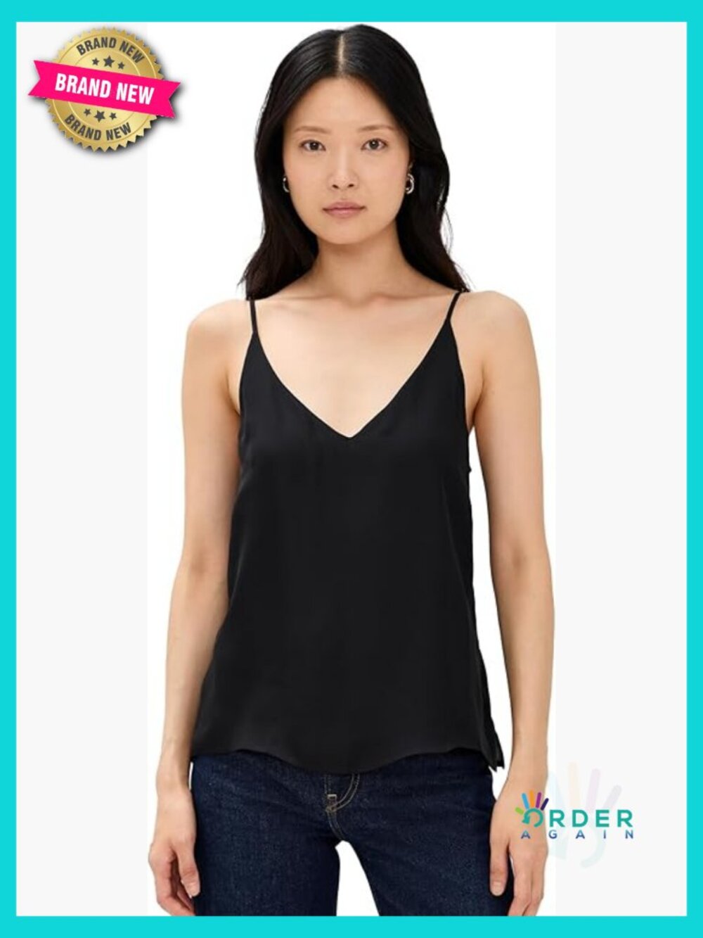 Silk Crepe Camisole Elegant Minimal Chic Adjustable Straps Loose Fit Vacation